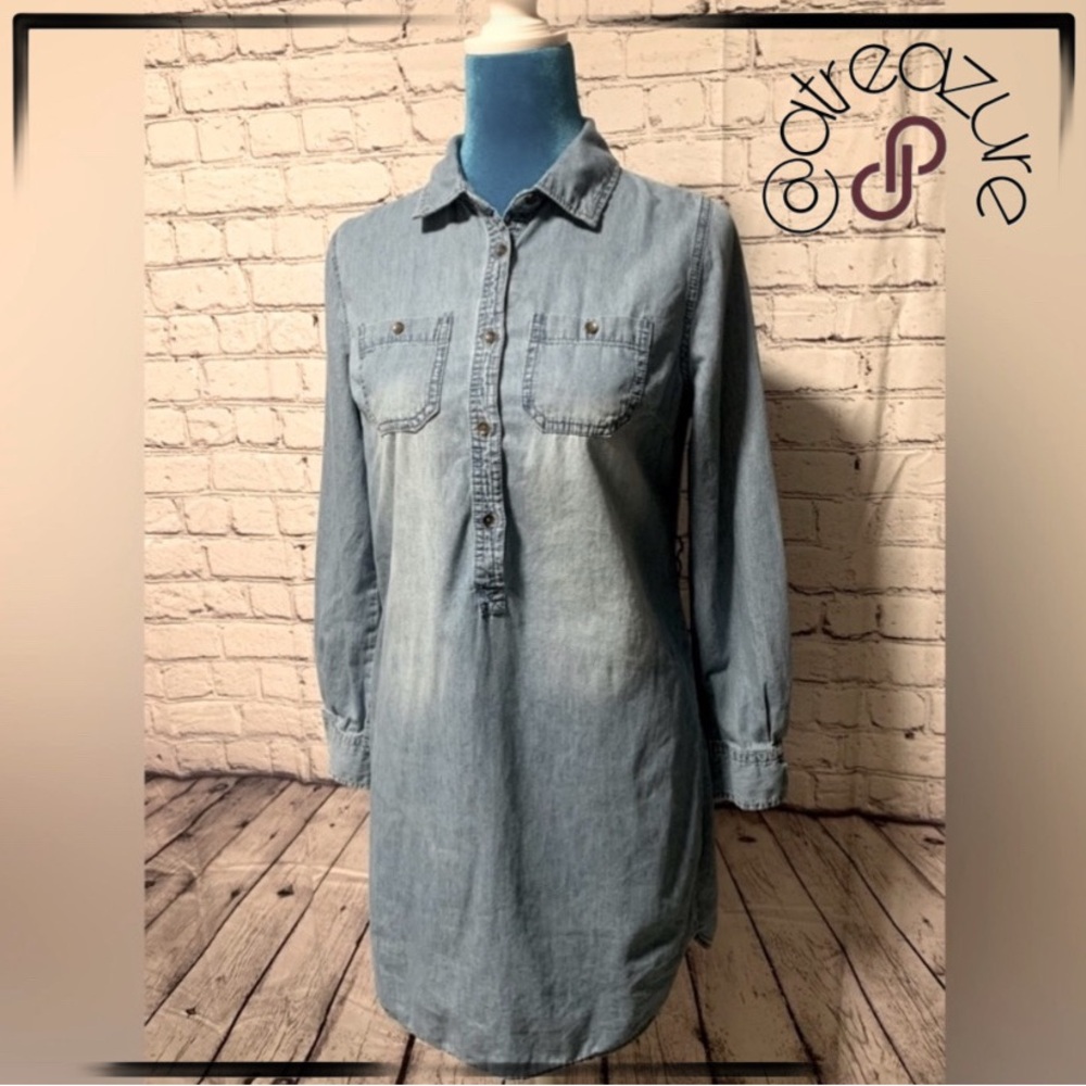 🈹 Faded Glory Denim Shirt Dress